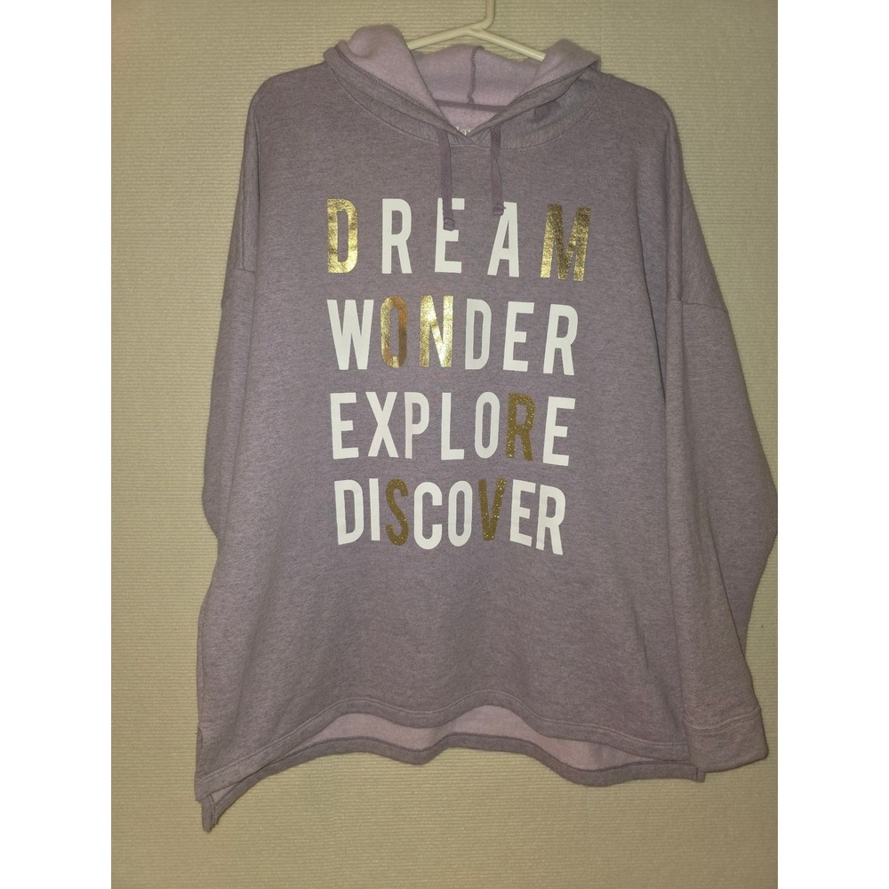 Hanes Women XXL Lavender Dream Wonder Explore Discover Graphic Hoodie Sweatshirt